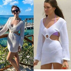 White Knit Beach Cover-Up Dress